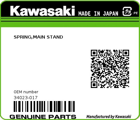 Product image: Kawasaki - 34023-017 - SPRING,MAIN STAND 