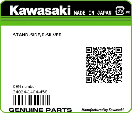 Product image: Kawasaki - 34024-1404-458 - STAND-SIDE,P.SILVER  0