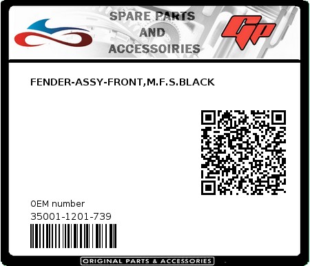 Product image:  - 35001-1201-739 - FENDER-ASSY-FRONT,M.F.S.BLACK  0