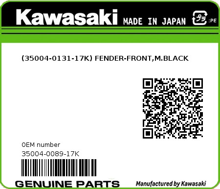 Product image: Kawasaki - 35004-0089-17K - (35004-0131-17K) FENDER-FRONT,M.BLACK  0