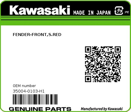Product image: Kawasaki - 35004-0103-H1 - FENDER-FRONT,S.RED  0