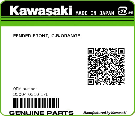 Product image: Kawasaki - 35004-0310-17L - FENDER-FRONT, C.B.ORANGE  0