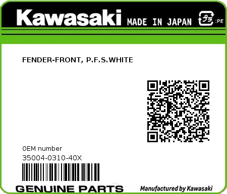 Product image: Kawasaki - 35004-0310-40X - FENDER-FRONT, P.F.S.WHITE  0