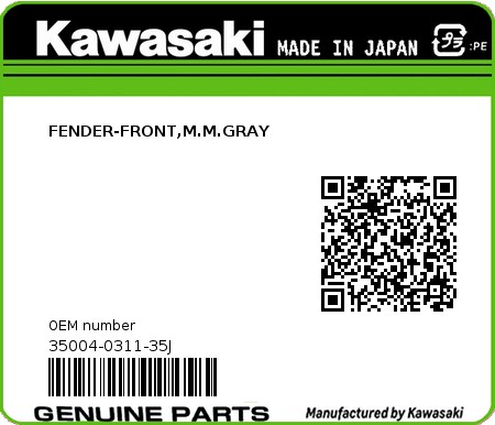 Product image: Kawasaki - 35004-0311-35J - FENDER-FRONT,M.M.GRAY  0