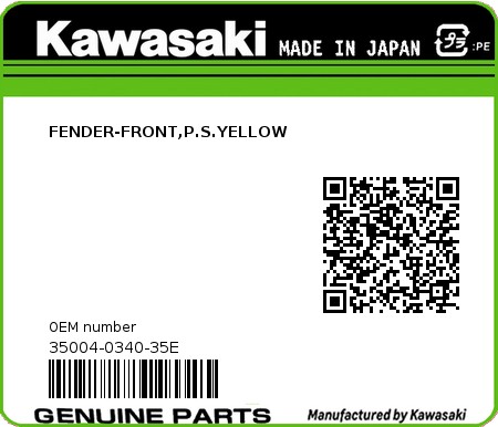 Product image: Kawasaki - 35004-0340-35E - FENDER-FRONT,P.S.YELLOW  0