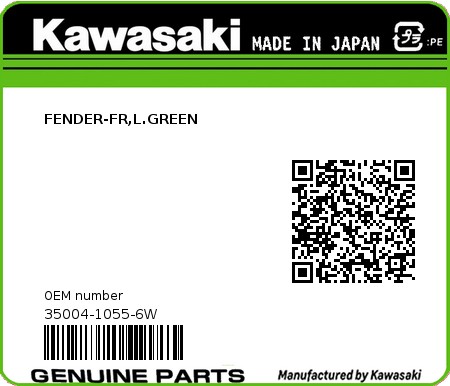 Product image: Kawasaki - 35004-1055-6W - FENDER-FR,L.GREEN 