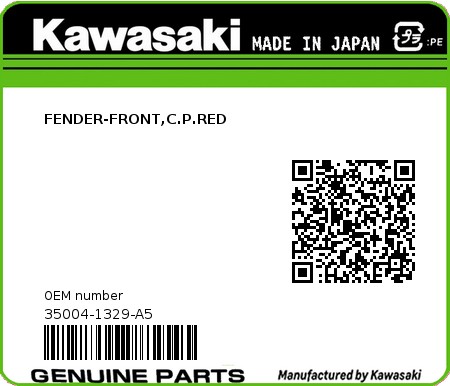 Product image: Kawasaki - 35004-1329-A5 - FENDER-FRONT,C.P.RED  0