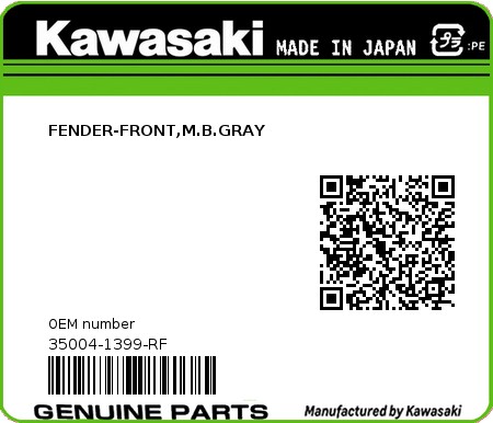 Product image: Kawasaki - 35004-1399-RF - FENDER-FRONT,M.B.GRAY 