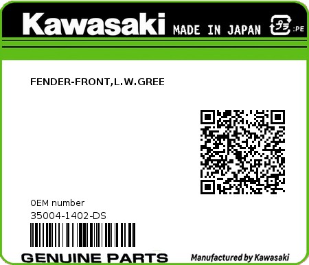 Product image: Kawasaki - 35004-1402-DS - FENDER-FRONT,L.W.GREE  0