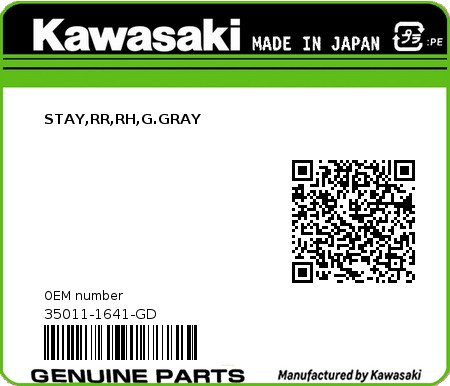 Product image: Kawasaki - 35011-1641-GD - STAY,RR,RH,G.GRAY  0