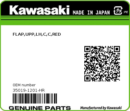 Product image: Kawasaki - 35019-1201-HR - FLAP,UPP,LH,C,C,RED  0