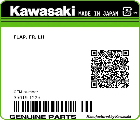 Product image: Kawasaki - 35019-1225 - FLAP, FR, LH 