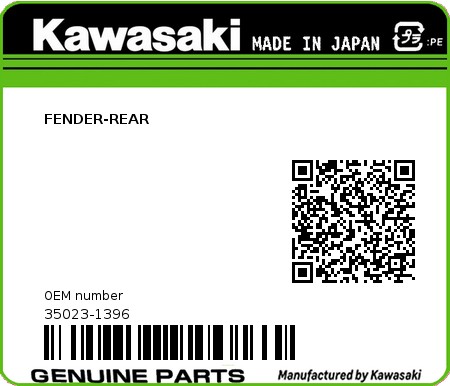 Product image: Kawasaki - 35023-1396 - FENDER-REAR  0