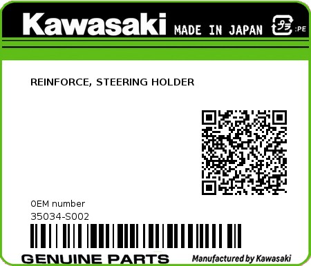 Product image: Kawasaki - 35034-S002 - REINFORCE, STEERING HOLDER 