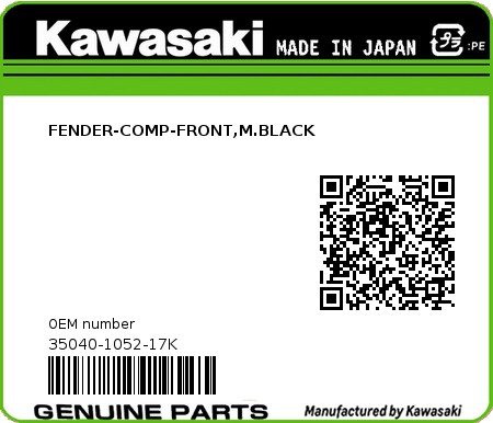 Product image: Kawasaki - 35040-1052-17K - FENDER-COMP-FRONT,M.BLACK  0