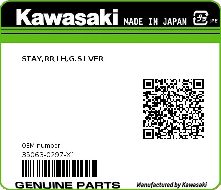 Product image: Kawasaki - 35063-0297-X1 - STAY,RR,LH,G.SILVER 