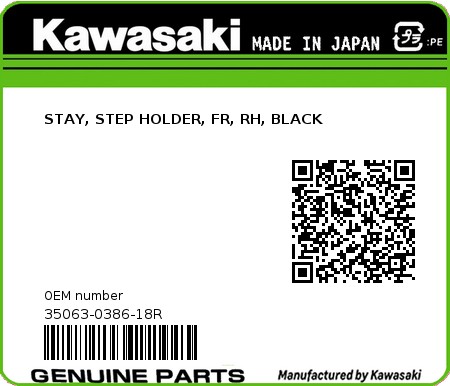 Product image: Kawasaki - 35063-0386-18R - STAY, STEP HOLDER, FR, RH, BLACK  0