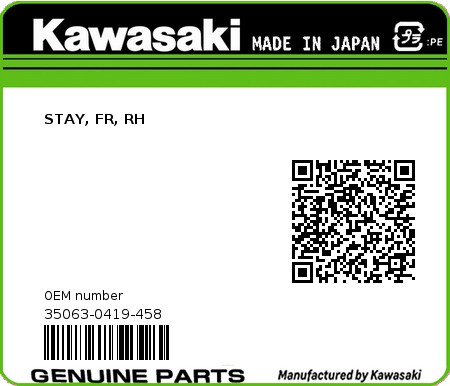 Product image: Kawasaki - 35063-0419-458 - STAY, FR, RH  0