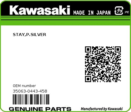 Product image: Kawasaki - 35063-0443-458 - STAY,P.SILVER  0