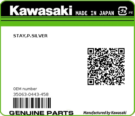 Product image: Kawasaki - 35063-0443-458 - STAY,P.SILVER 