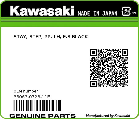 Product image: Kawasaki - 35063-0728-11E - STAY, STEP, RR, LH, F.S.BLACK 