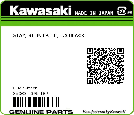 Product image: Kawasaki - 35063-1399-18R - STAY, STEP, FR, LH, F.S.BLACK  0