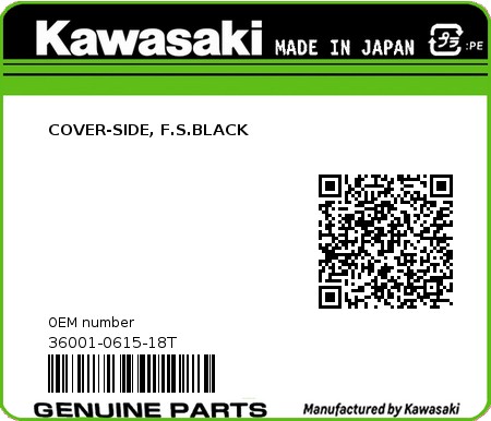 Product image: Kawasaki - 36001-0615-18T - COVER-SIDE, F.S.BLACK  0