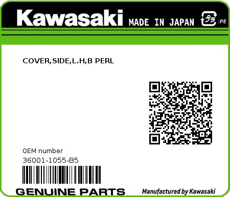 Product image: Kawasaki - 36001-1055-B5 - COVER,SIDE,L.H,B PERL 