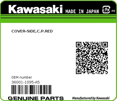 Product image: Kawasaki - 36001-1095-A5 - COVER-SIDE,C.P.RED 