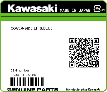 Product image: Kawasaki - 36001-1097-8K - COVER-SIDE,LH,S.BLUE  0