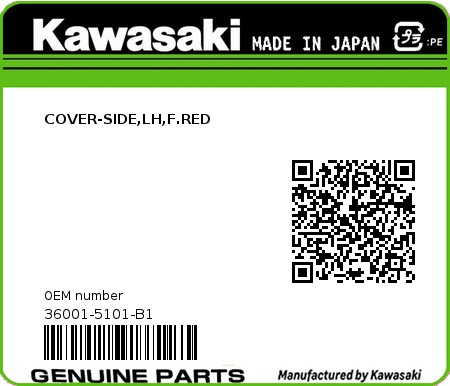 Product image: Kawasaki - 36001-5101-B1 - COVER-SIDE,LH,F.RED  0