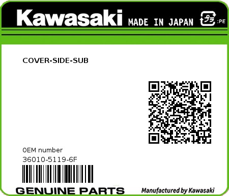 Product image: Kawasaki - 36010-5119-6F - COVER-SIDE-SUB 