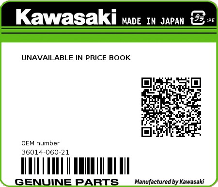 Product image: Kawasaki - 36014-060-21 - UNAVAILABLE IN PRICE BOOK 