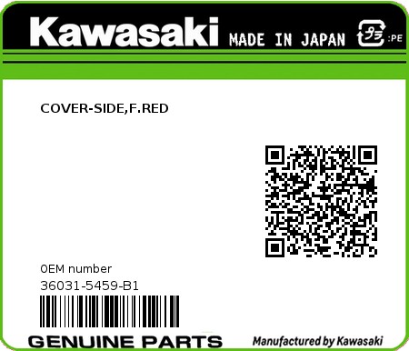 Product image: Kawasaki - 36031-5459-B1 - COVER-SIDE,F.RED 