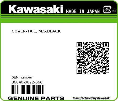 Product image: Kawasaki - 36040-0022-660 - COVER-TAIL, M.S.BLACK  0