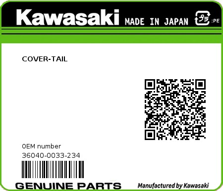 Product image: Kawasaki - 36040-0033-234 - COVER-TAIL 