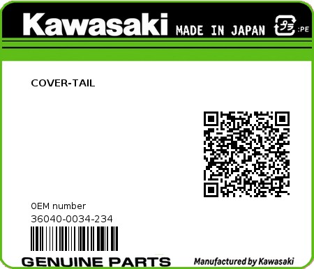 Product image: Kawasaki - 36040-0034-234 - COVER-TAIL 