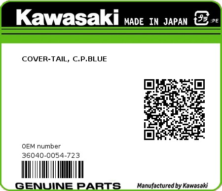 Product image: Kawasaki - 36040-0054-723 - COVER-TAIL, C.P.BLUE  0