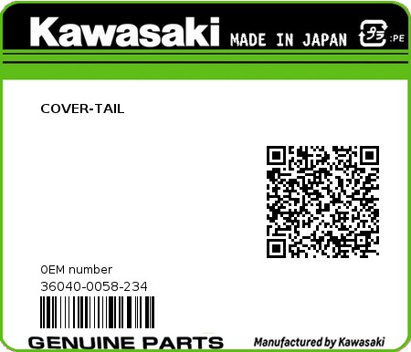 Product image: Kawasaki - 36040-0058-234 - COVER-TAIL  0