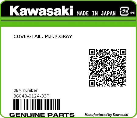 Product image: Kawasaki - 36040-0124-33P - COVER-TAIL, M.F.P.GRAY 