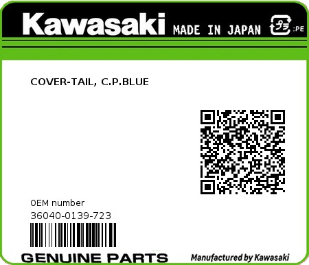 Product image: Kawasaki - 36040-0139-723 - COVER-TAIL, C.P.BLUE 