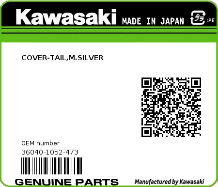 Product image: Kawasaki - 36040-1052-473 - COVER-TAIL,M.SILVER 