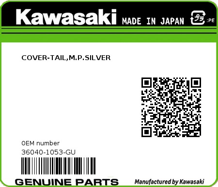 Product image: Kawasaki - 36040-1053-GU - COVER-TAIL,M.P.SILVER  0