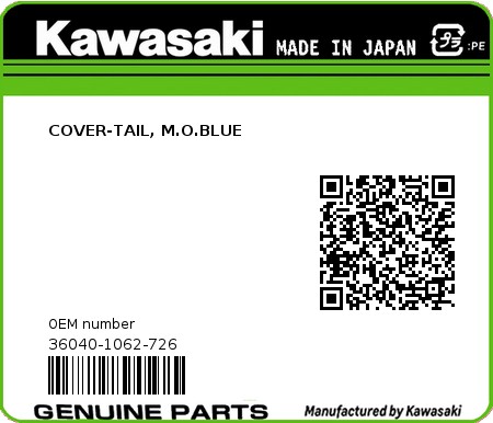 Product image: Kawasaki - 36040-1062-726 - COVER-TAIL, M.O.BLUE  0