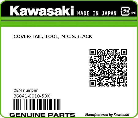 Product image: Kawasaki - 36041-0010-53X - COVER-TAIL, TOOL, M.C.S.BLACK 