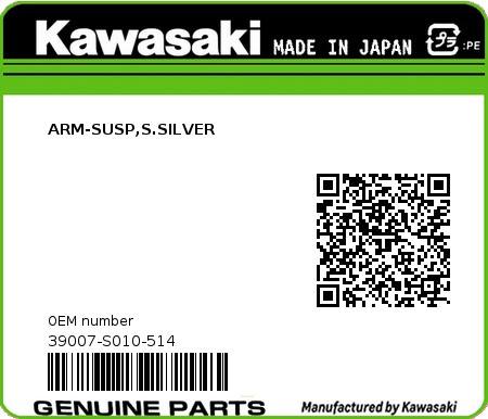 Product image: Kawasaki - 39007-S010-514 - ARM-SUSP,S.SILVER 