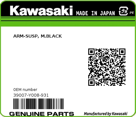 Product image: Kawasaki - 39007-Y008-931 - ARM-SUSP, M.BLACK  0