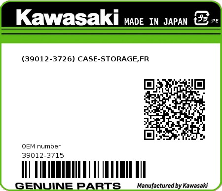 Product image: Kawasaki - 39012-3715 - (39012-3726) CASE-STORAGE,FR 