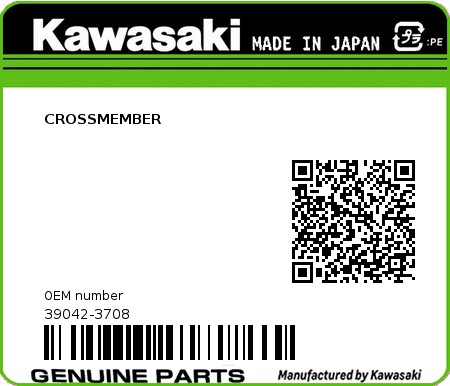 Product image: Kawasaki - 39042-3708 - CROSSMEMBER  0