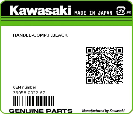 Product image: Kawasaki - 39058-0022-6Z - HANDLE-COMP,F.BLACK  0
